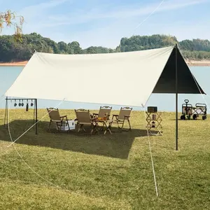 Открытый шестиугольный квадратный Серебряный резиновый навес палатка с солнцезащитным кремом для кемпинга и пикника