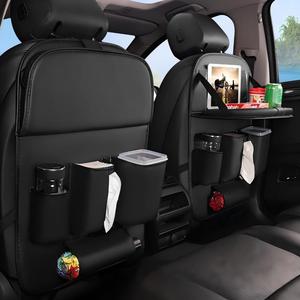 Auto-Sitzorganizer Hängetasche Leder-Aufbewahrungstasche für Autositze Klappbarer Esstisch Auto-Innenausstattung Hergestellt in China - Product Image 2