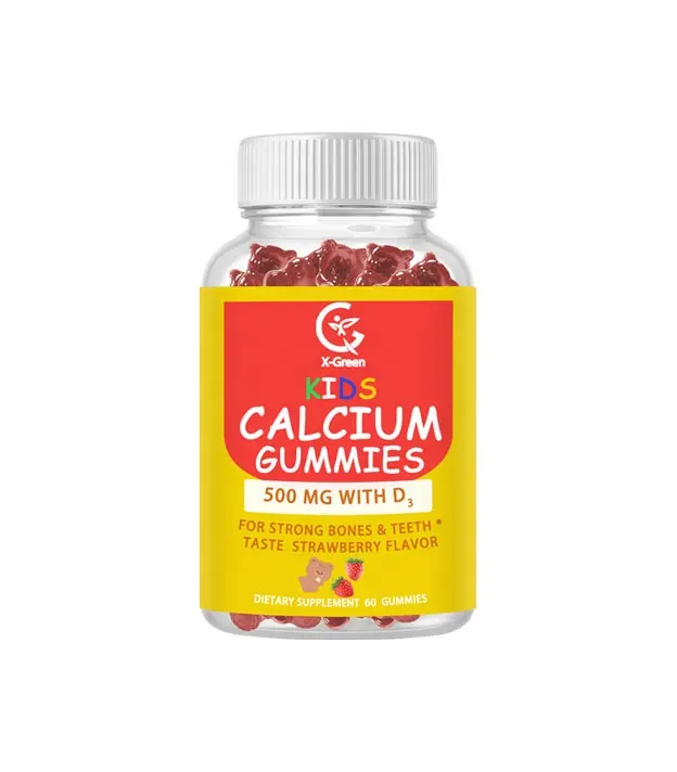 Çocuklar için D3 vitamini 500 IU Gummies ile kalsiyum 1000 mg kemik Groth diş özelleştirme için doğal lezzet vitamini takviyeleri