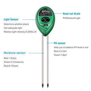 Gelsonlab HSGT-057 del medidor <span class=keywords><strong>de</strong></span> pH 3-en-1 Tester suelo Kits con la humedad la luz y el PH prueba para jardín granja césped - Product Image 6