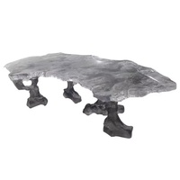 Table multifonctionnelle en résine transparente à texture glacée pour salle à manger et salon, idéale pour hôtels de luxe et usage résidentiel