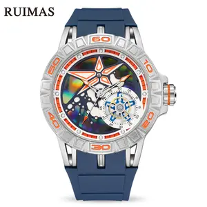 Nouvelle marque Quartz hommes montres RUIMAS 337 luxe homme bracelet en Silicone conception chaude montre pour hommes étoile plongée montres