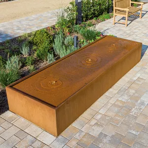 CORTEN çelik bahçe su özelliği METAL su çeşmesi kare su tablası