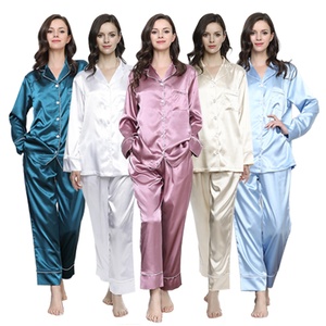 Pijamas de Lujo para Mujer al por Mayor de Manga Larga y Pantalón para Novia y Dama de Honor para Fiesta de Boda Conjunto de <span class=keywords><strong>Pijama</strong></span> de Satén de Seda - Product Image 2