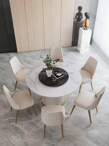 Customized Faux Genuine Full Grain Leather Upholstered Luxury Modern High Back Dining Room Chairs Home Furniture Stainless Steel - Product Image 3