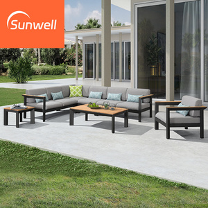 Meubles en bois massif pour balcon <span class=keywords><strong>d</strong></span>'<span class=keywords><strong>occasion</strong></span> simples Ensemble <span class=keywords><strong>de</strong></span> canapés sectionnels en bois <span class=keywords><strong>de</strong></span> teck Canapés <span class=keywords><strong>de</strong></span> <span class=keywords><strong>jardin</strong></span> en forme <span class=keywords><strong>de</strong></span> L pour l'extérieur - Product Image 4