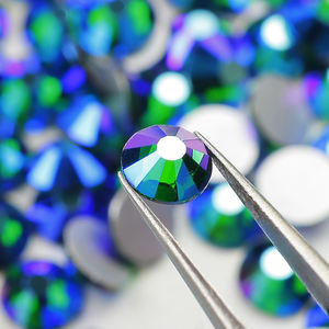 블링 슬리버 베이스 1440pcs 블링 그린 에메랄드 AB 비 핫픽스 플랫 백 모조 다이아몬드 신발 - Product Image 2