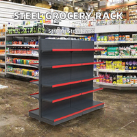 Étagère de supermarché robuste et durable à 5 niveaux en acier pour magasin de proximité avec porte-étiquette de prix, livraison mondiale