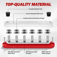 Barre omnibus marine 300A, bloc de distribution d'alimentation 12V avec couvercle, 6 goujons de borne 3/8" (M10), max 300V AC, barre omnibus 48V pour automobile