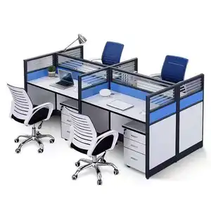 מודרני 4 אדם עץ שולחן במשרד צוות מחיצת Workstation