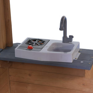 บ้านไม้สำหรับเล่นกลางแจ้งพร้อมครัวกลางแจ้ง เตาปิ้งย่าง และเตาอบพิซซ่า - บ้านเล่นจำลองสำหรับสนามหลังบ้าน - Product Image 2