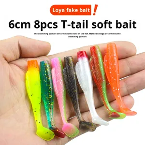 เหยื่อสดทำจากซิลิโคน6ซม. เหยื่อล่อแบบนิ่มยืดหยุ่นสูงมีสองสีปลาแมนดารินปลากะพงแซนเดอร์แซลมอน8ชิ้นไบโอนิค - Product Image 3
