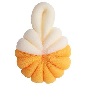 <b>Large</b> Two-Tone <b>Pumpkin</b> Shaped Bath Ball Soft Bath Bubbling Mesh for Effective Bath Brushes Sponges & Scrubbers - Product Image 1