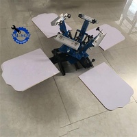 Máquina de Serigrafía Manual Rotativa SGW de 4 Estaciones y 4 Colores para Camisetas, Impresora de Serigrafía para Pequeñas Empresas