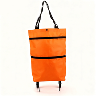 Sac de courses pliable et personnalisable noir en polyester, réutilisable, pour chariot de courses