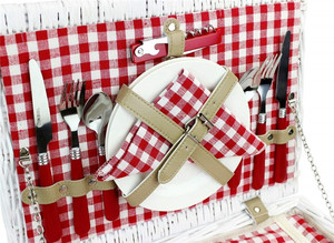 <strong>White</strong> <strong>Washed</strong> Willow Hamper Cooler Bag Handwoven Romantic Wicker Picnic <strong>Basket</strong> for 2 - Product Image 4