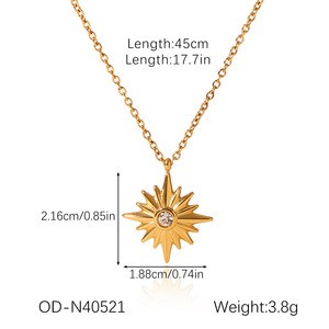 Collar con Colgante Hexagonal de Circonio en Acero Inoxidable Chapado en Oro de 18K, a la Moda, Resistente al Agua y al Desgaste, para Mujer - Product Image 6