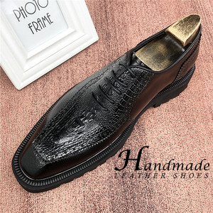 รองเท้าหนังผู้ชายแบบเปิดนิ้วเท้า สไตล์ลำลองทางธุรกิจ ประดับมุก แบบอังกฤษ ทรงอ็อกซ์ฟอร์ด พื้นหนา เพิ่มความสูง - Product Image 3