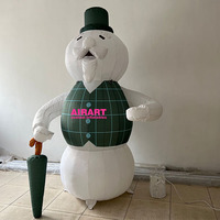 Bonhomme de neige victorien gonflable avec parapluie, taille personnalisée, personnage de dessin animé de Noël gonflable, bonhommes de neige gonflables
