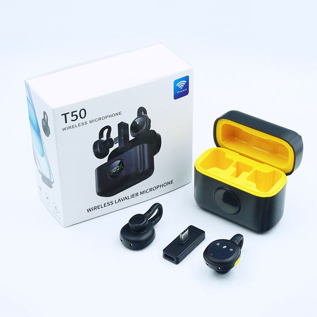 New T50 Wireless Lavalier Microphone Magnetic Clip-on Dual Channel Mic Noise Cancelling Hidden for Outdoor Live Broadcast