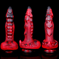 8 Leistungsstarke Stoßmodi Heizfunktion Teleskopische Vibration Riesige Alien-Silikon-Dildos für Weibliche Masturbation
