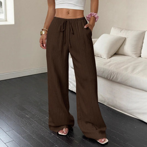 Nuova Collezione Primavera-Estate 2026 <span class=keywords><strong>di</strong></span> <span class=keywords><strong>Pantaloni</strong></span> Casual in Tinta Unita con Gamba Dritta e Vita Elastica <span class=keywords><strong>per</strong></span> Donne - Product Image 6