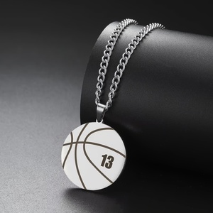Collana da basket personalizzata con incisione nome, regalo <span class=keywords><strong>per</strong></span> donne, uomini, ragazzi, bambini, papà, in acciaio inossidabile, sportivo - Product Image 5