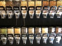 Distributeurs de céréales, noix et grains en plastique, bien montés, pour supermarchés et magasins de détail, bacs à aliments secs en vrac