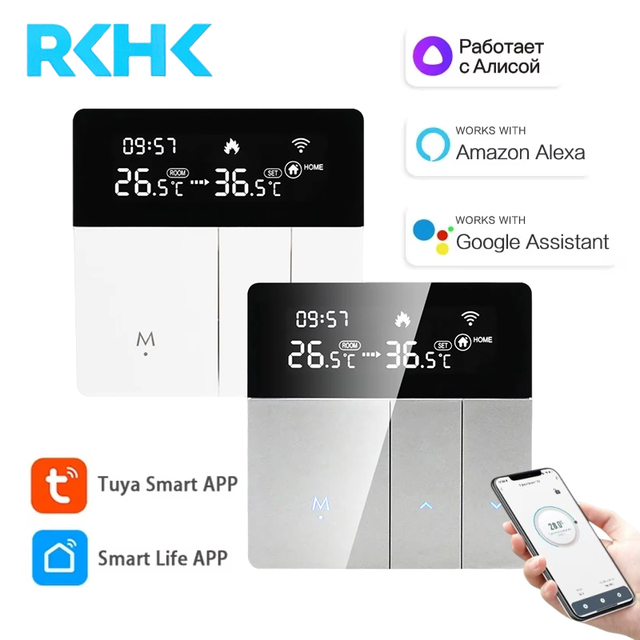 RKHK Tuya Smart Home Kit WIFI Thermostat with Alexa Google Home Apple Homekit Voice Control Automation Smart Home System