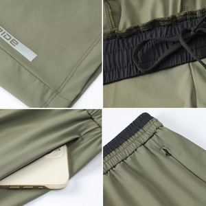 Shorts <span class=keywords><strong>de</strong></span> sport décontractés pour hommes, taille mi-haute, en tissu peigné, extensible quatre directions, respirant, séchage rapide, coupe ample, couleur unie foncée - Product Image 3