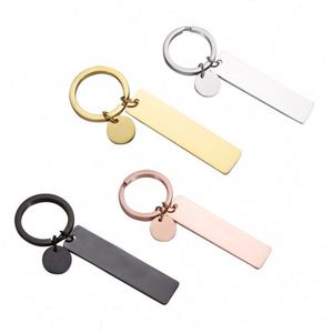 <b>Custom</b> Laser Engraving Keyring Stainless Steel Strip Disc Blank Keychain Small Tag Pendant Personalize Diy Blank Metal Key Chain - Product Image 1