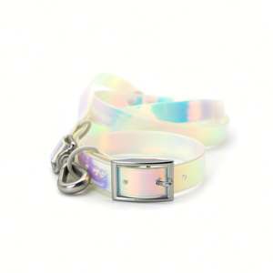 Correa de color para mascotas a prueba de explosiones, conjunto de collar de correa de perro de color degradado de Pvc integrado - Product Image 1