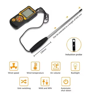 Anémomètre numérique HT-9830, mesureur de vitesse du vent avec interface USB, testeur de débit d'air 0-25 m/s - Product Image 5