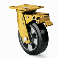 Roue de chariot industrielle robuste de 8 pouces en aluminium et caoutchouc, capacité 380 kg, fixe ou pivotante avec frein, pour établi et machines