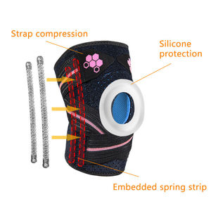 Genouillère de sport réglable avec 4 barres à ressort et coussinet en silicone pour la rotule, idéale pour la course, le basketball et le soulagement de la douleur - Product Image 4