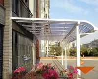 Auvent de garage en polycarbonate avec structure en aluminium, à commande manuelle, pour balcon, protection solaire et résistance à l'eau