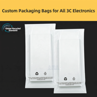 Sacs en plastique recyclé certifiés GRS en gros, sacs en LDPE PCR auto-scellants transparents avec impression personnalisée pour accessoires électroniques 3C