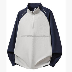 T-shirt de sport unisexe à manches longues imprimé color block tendance, col rond élastique, anti-UV, respirant, avec fermeture éclair, évacuant la transpiration - Product Image 4