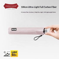 Parapluie pliant mini ultra-léger pour femme, poignée plate, entièrement en fibre de carbone, tissu pongé 190T avec revêtement UV noir, idéal pour les trajets quotidiens
