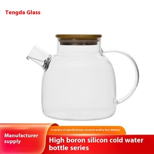 Hoa Thiết kế nắp tre nước lạnh Bình thủy tinh dày ấm trà cho hộ gia đình mát mẻ Đun sôi nước cup hoa trà chậu ấm - Product Image 3