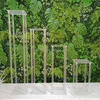 Vase à fleurs en verre transparent haut pour décoration d'événements, centre de table de mariage, support de fleurs en forme de trompette transparent