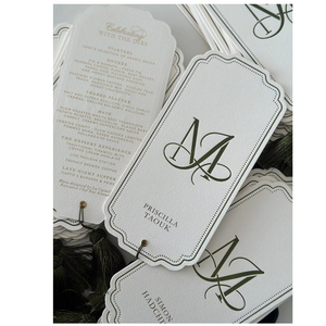 Cerimonia nuziale e ricevimento di lusso elegante carta di cotone fatta a mano stampa carte <span class=keywords><strong>Menu</strong></span> di nozze con nappa - Product Image 1