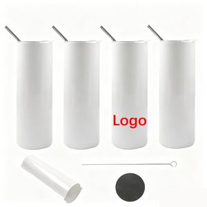Gobelets vierges en acier inoxydable de 20 oz pour sublimation, à double paroi, fins et droits, blancs, pour impression, entrepôt américain - Product Image 1