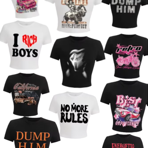 T-shirt court décontracté <span class=keywords><strong>moulant</strong></span> à col ras du cou imprimé à manches courtes pour <span class=keywords><strong>femme</strong></span> CUTENOVA Z912TP, style Y2K en tissu tricoté - Product Image 4