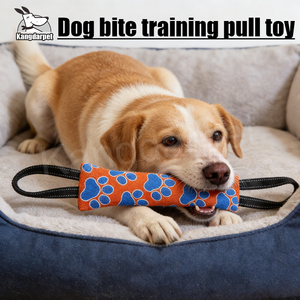 Kangdarpet Durable <b>Interactive</b> Dog Tug <b>Toy</b> with Double Handles - Orange & Blue Dot Pattern Pet Chew <b>Toy</b> for Aggressive Chewers - Product Image 5