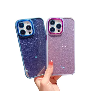 MAXUN Acrylic Electroplated Lens Ring Glitter 3 in 1 Bling Girl Cell Phone Case for MOTO G E7 Power 2022 G31 G32 G42 G52 Case