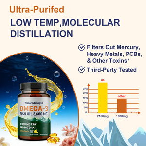 Cápsulas de Aceite de Pescado Omega-3 Puro Triple Potencia Lemon 3x, 3600mg Triple Potencia EPA DHA, 120 Cápsulas Blandas Veganas, Aceite de Pescado EPA DHA - Product Image 6