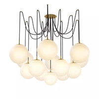 Lustre Araignée Moderne Minimaliste en Laiton et Verre Mat pour Salon, Escalier, Hôtel, Décoration Intérieure