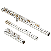 Silver Plated 16 Closed Hole C Tone Flute Cupronickel Body for Beginner Student School Band