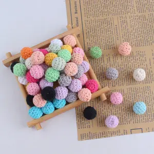 50 boules tricotées 100% coton, accessoires de bricolage, perles au Crochet pour collier, fait à la main, 48 couleurs, 20mm